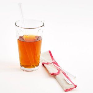 Reusable Clear Glass Drinking Straws With Storage Pouch & Cleaning Brush